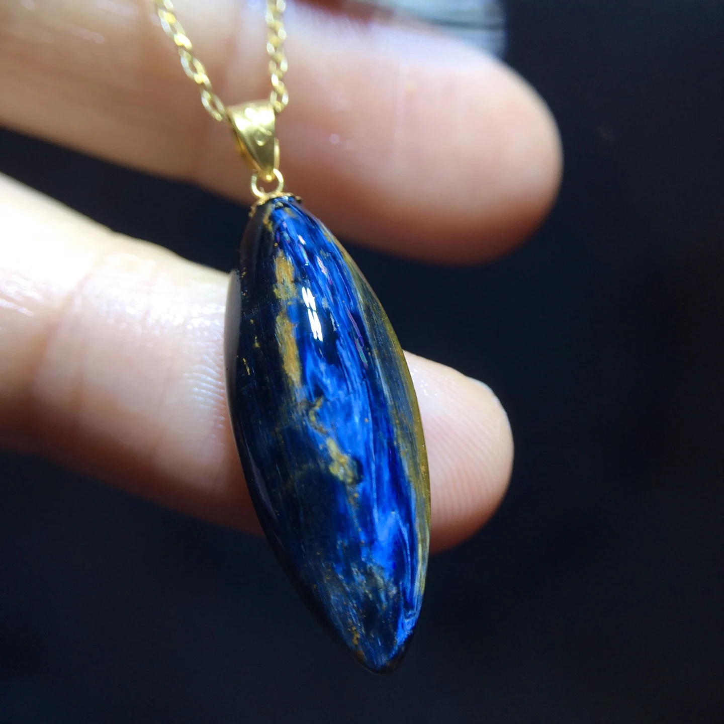 Natural Blue Pietersite Pendant Women Men 25/9.4mm Fire Pietersite Namibia Necklace Jewelry AAAAAA
