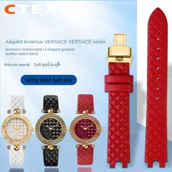 For Versace PALAZZO Watch Strap Medusa VECQ00218 518 318 U-Notched Genuine Leather Watch Band Women 18mm