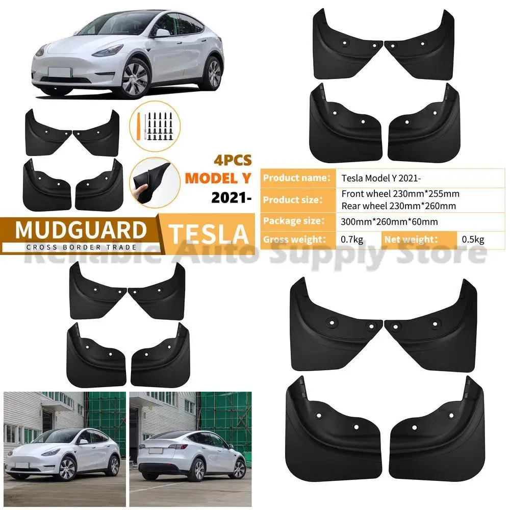 

For Tesla Model Y 2021-2024 Front and Rear Mud Flaps Fender Trim Wheel Arch Liners Auto Accessories Premium Quality Durable Prot