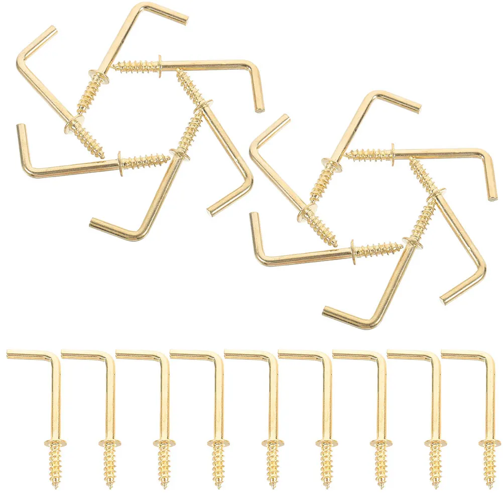 

100pcs Screw Hooks Right Angle L Shape Hanging Accessories for Kitchens Bathrooms Carbon Steel Easy Install Strong
