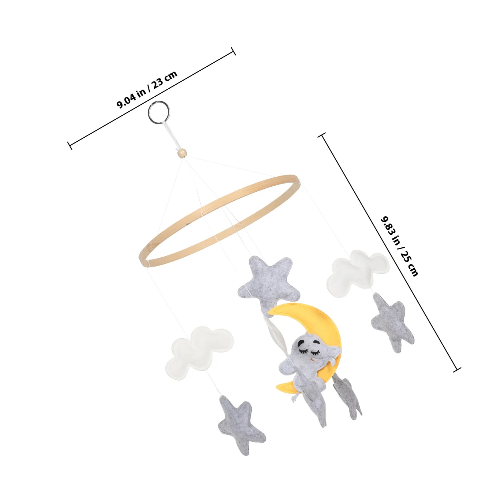 ベビーベッド用フェルトベビーモバイル、かわいい動物デザイン、柔らかい吊り下げ式、感覚発達、保育園の装飾、象、羊、雲、手作り