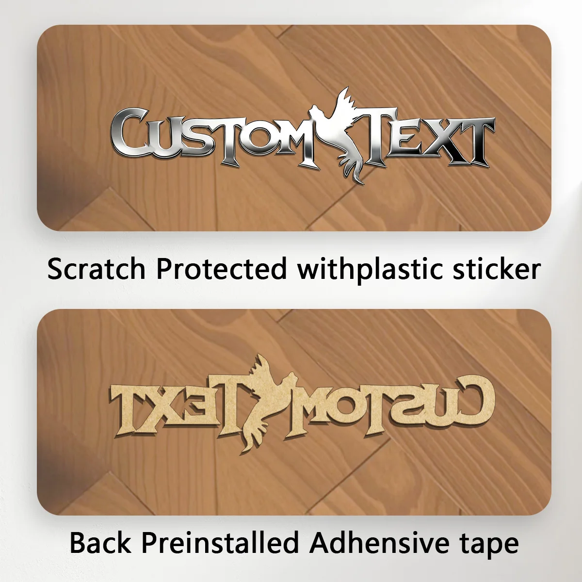 1PC Trendy Disordered Font Style Customized Name Car Sticker Flying Bird Metal Accessories DIY Car Styling Personalized Gifts