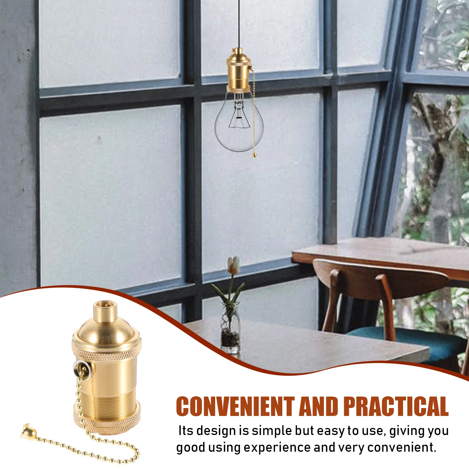 

Copper Vintage Lamp Holder Golden E27 Light Socket Retro Screw DIY Edison Decorative Practical Simple Store Bar
