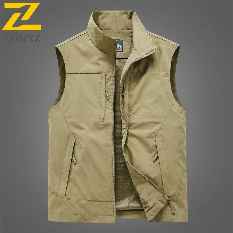 Outdoor Sleeveless Vest Men's Autumn Trendy Hunting Multi-pocket Work Vests Fishing Reporter Photography Mesh Waistcoat 2025 New