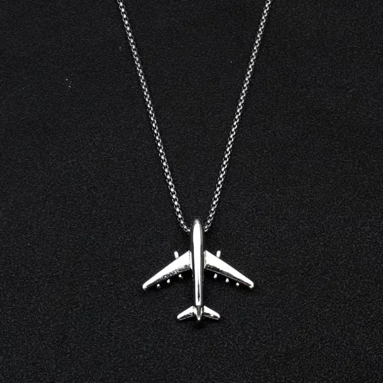 Children's Necklace Boys' Personalized Hip Hop Aircraft Hiphop Versatile Student Pendant Trend Women's Fashion Jewelry