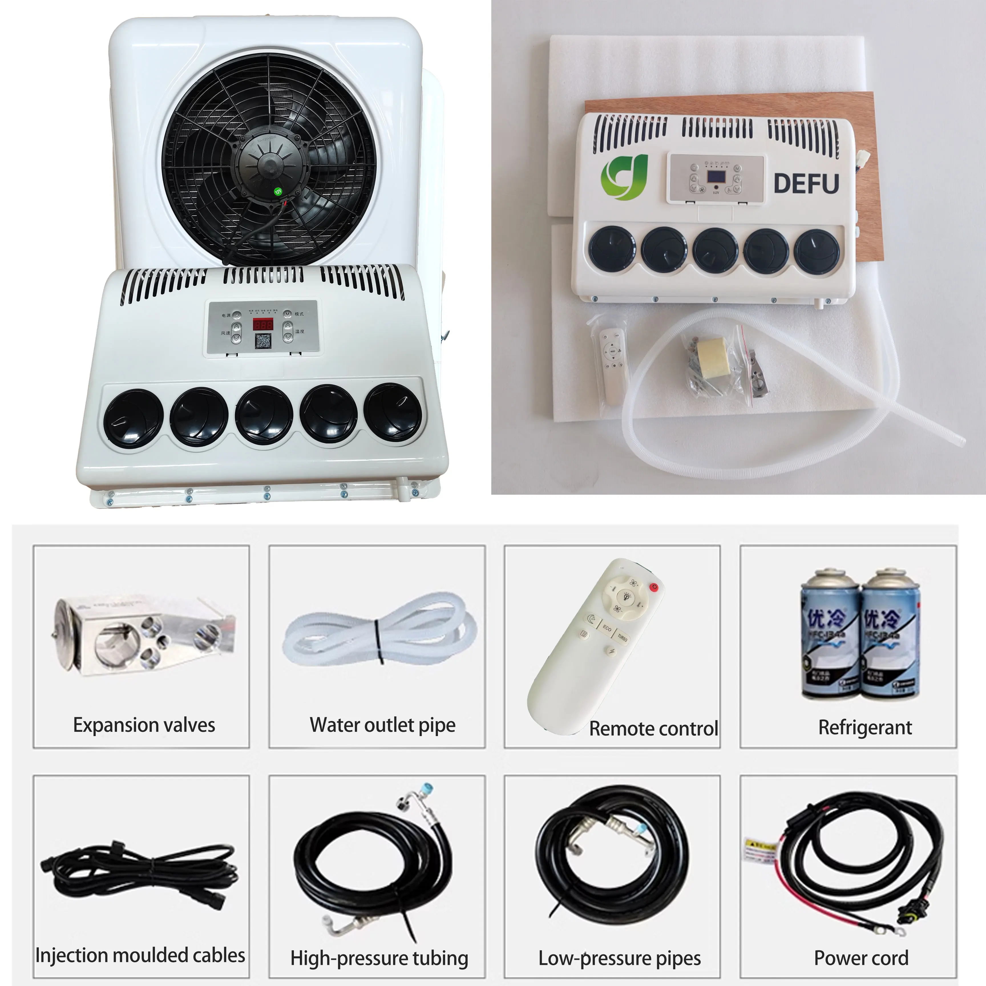 مكيفات هواء أوتوماتيكية لوقوف السيارات على السطح، مجموعة 12 فولت 24 فولت لشاحنة فان