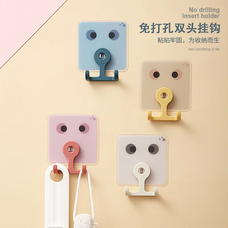 

Cartoon Hook Wall Hanging Free Punching Clothes Hook Paste Hook Strong Viscose Sticky Hook Hook Door Rear Key Hook Bathroom Hook