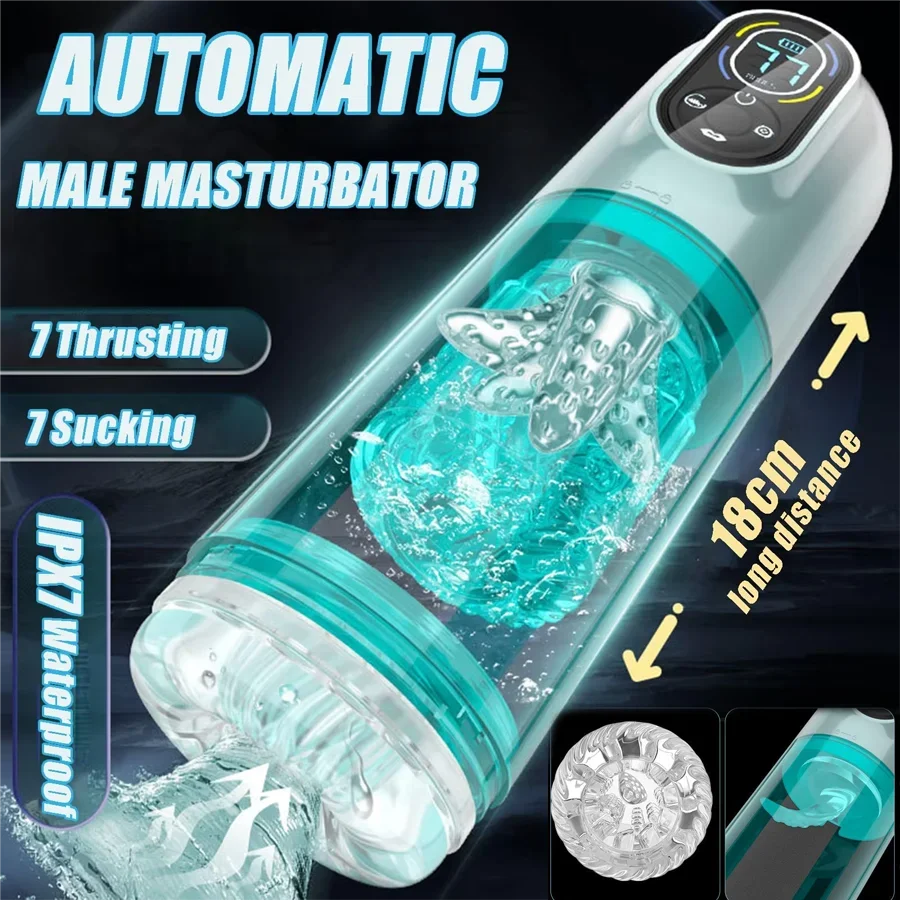 Sex Toys for Men Adult Automatic Masturbator Penis Pump Pocket Pussy vibration Thrusting-Roating penetration Games 3D Textures