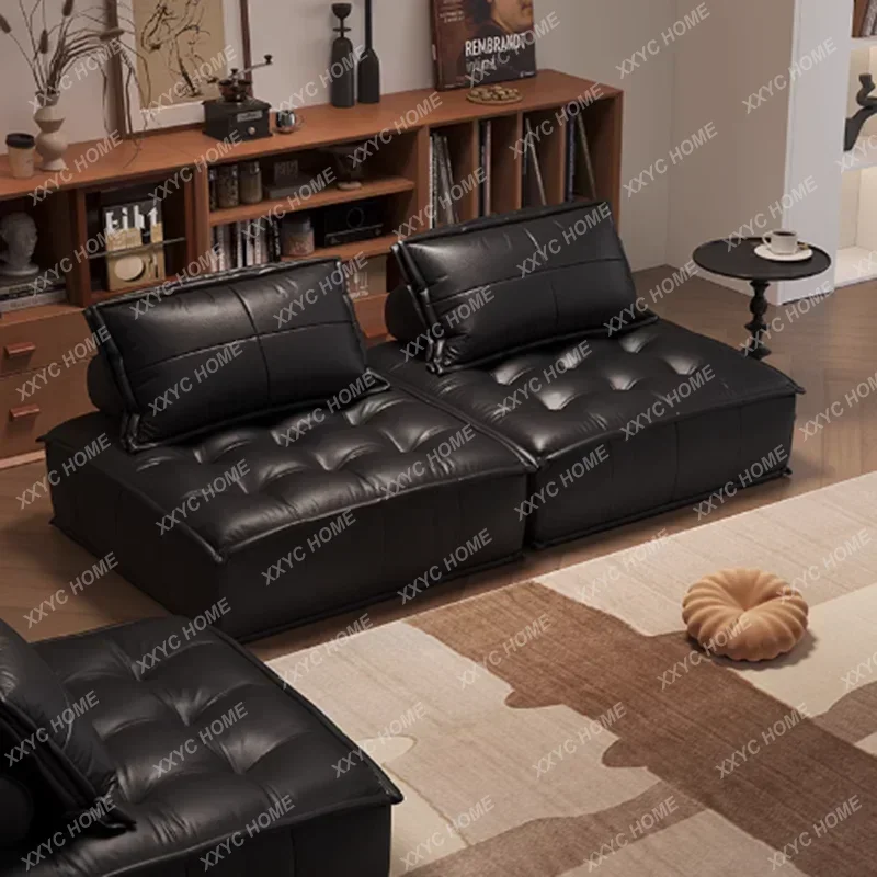 AAhot Sale Ottoman Black Sofa Latex Single Lounge Living Room Couch Puffs Sectional