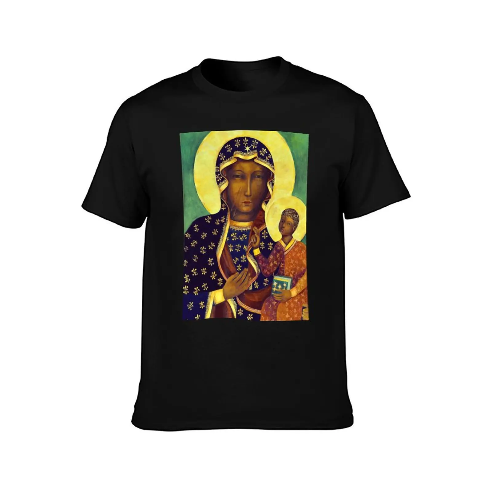 Polish Black Madonna Our Lady of Czestochowa Madonna and Child Picture Virgin Mary Painting T-Shirt