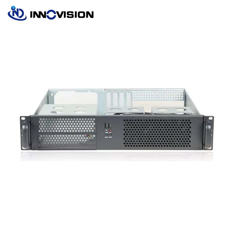 Compact 2U 19 inch 390mm Depth Rack Case Micro ATX IPC Short Industrial Chassis