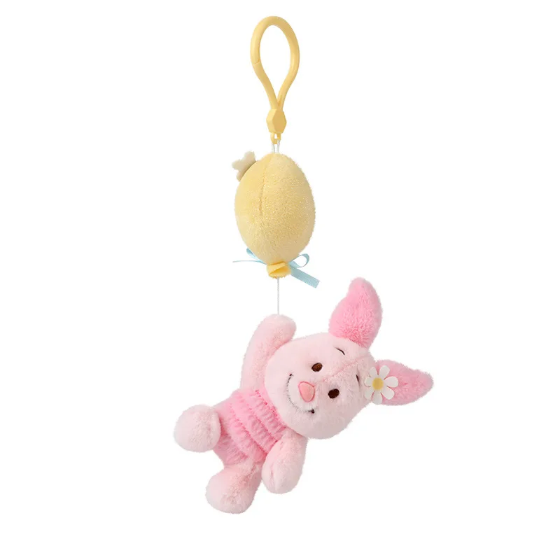 Anime Kawai Disney Winnie The Pooh School Bag Pendant Plush Doll Cute Cartoon Keychain Doll Piglet Plushie Pendant Ornament Gift