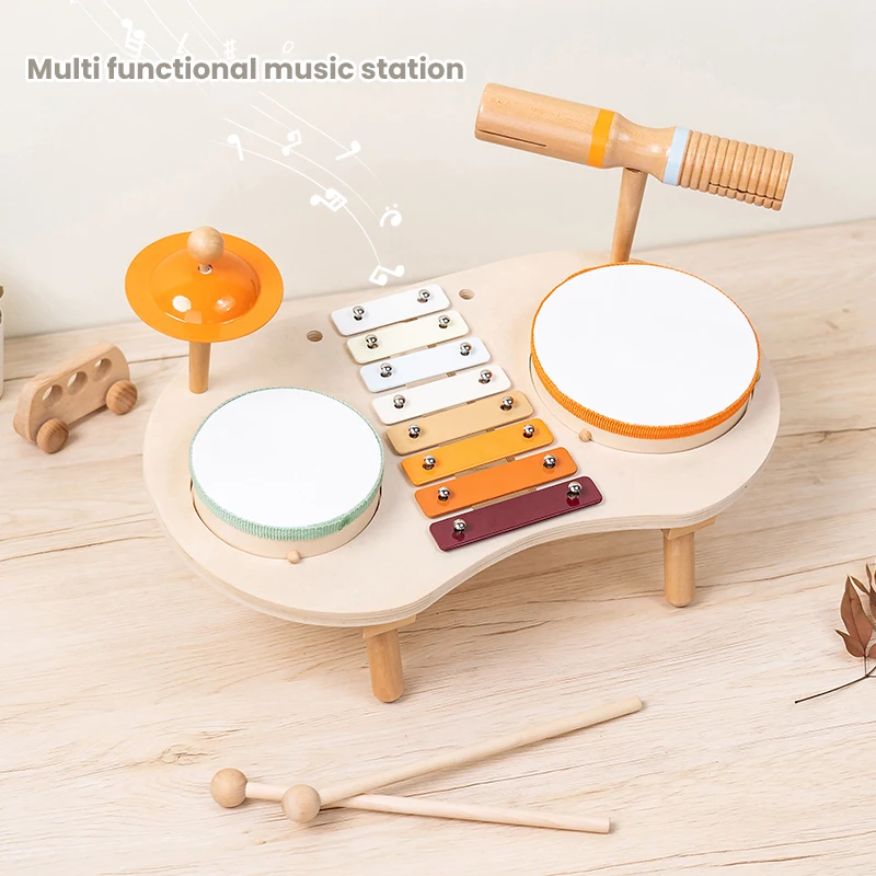 Creative Funny Baby Wooden Percussion Instruments Early Educational Toys Multi-functional Toys Kids Musical Instrument Gift