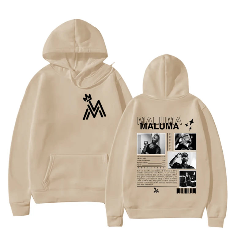 랩퍼 가수 Maluma 음악 앨범 커버 패션 프린트 까마귀 남성 여성 빈티지 스웨트 프린트 그래픽 오버 사이즈 유니섹스