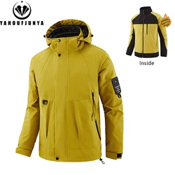 2024 Winter Men Triple Outdoor Windbreak Plus Thick Warm Jacket Men Removable Hooded Fleece Comfortable New Jacket Coat Male 8XL