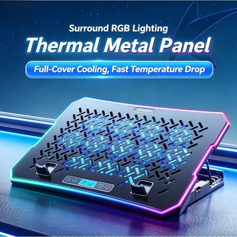 A12 Laptop Cooling Pad Metal Panel Silent Cooling Fan Stand Multi‑use Bracket For Notebook Phone Heat Dissipation