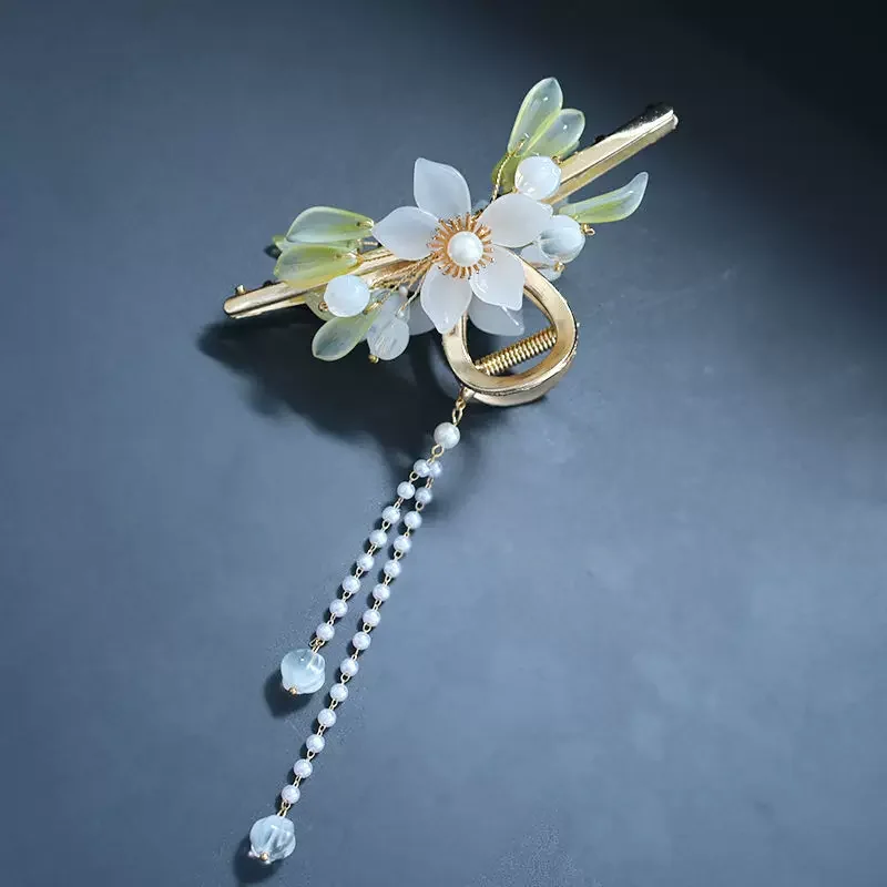 

Female Chinese Style Hanfu Hair Accessories Women Ladies Headwear Tassels Flower Dished Hair Clips Hairpins Hair Styling Tools