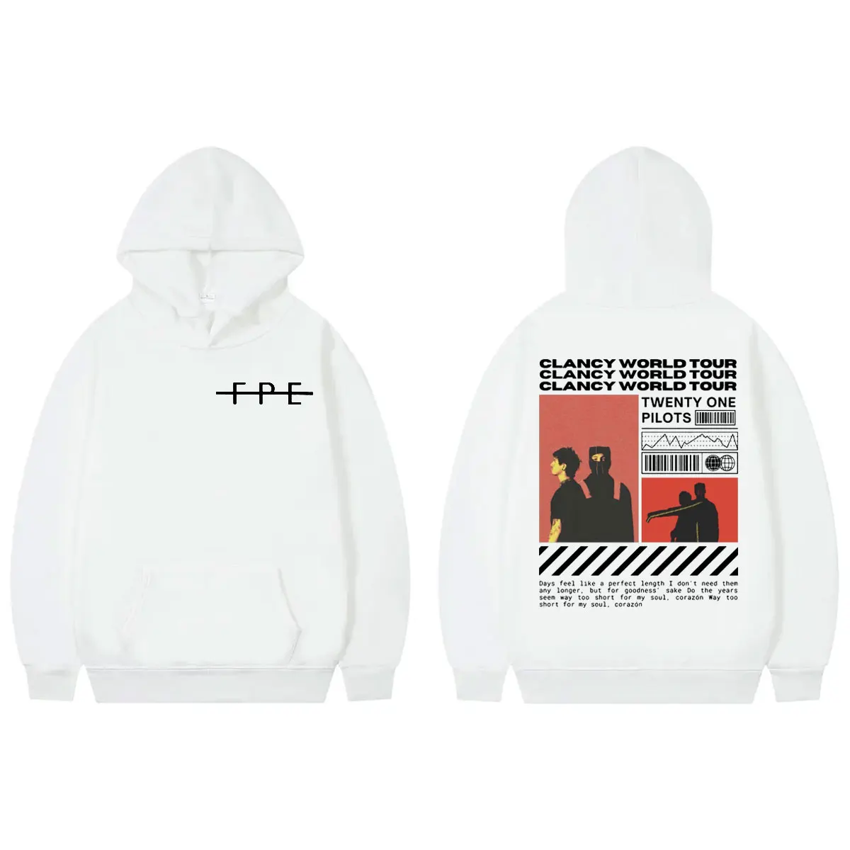 Rock Band Twenty One Pilots Clancy World Tour 2024 Hoodie Unisex Fashion Hip Hop Retro Sweatshirts Casual Loose Fleece Pullovers