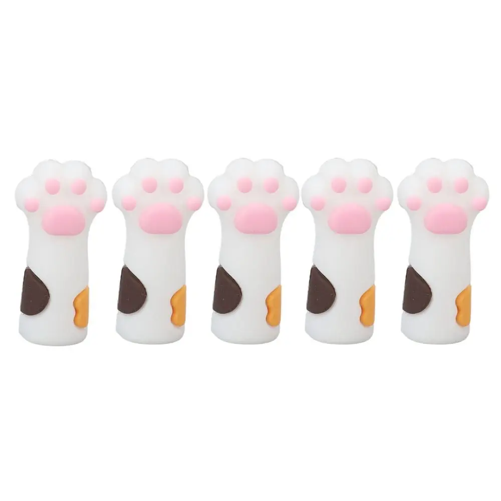 5pcs Cat Paw Shape Cuticle Scissors Cover Protector Silicone INS Style Cuticle Trimmer Protective Sleeve Elastic