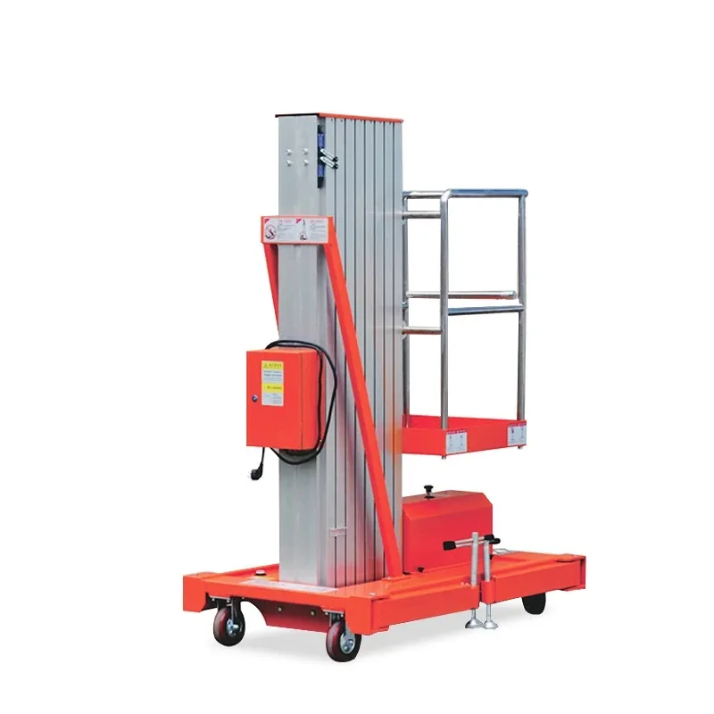 Customized electric lifting platform, mobile hydraulic aluminum alloy lifting single pole aerial work platform