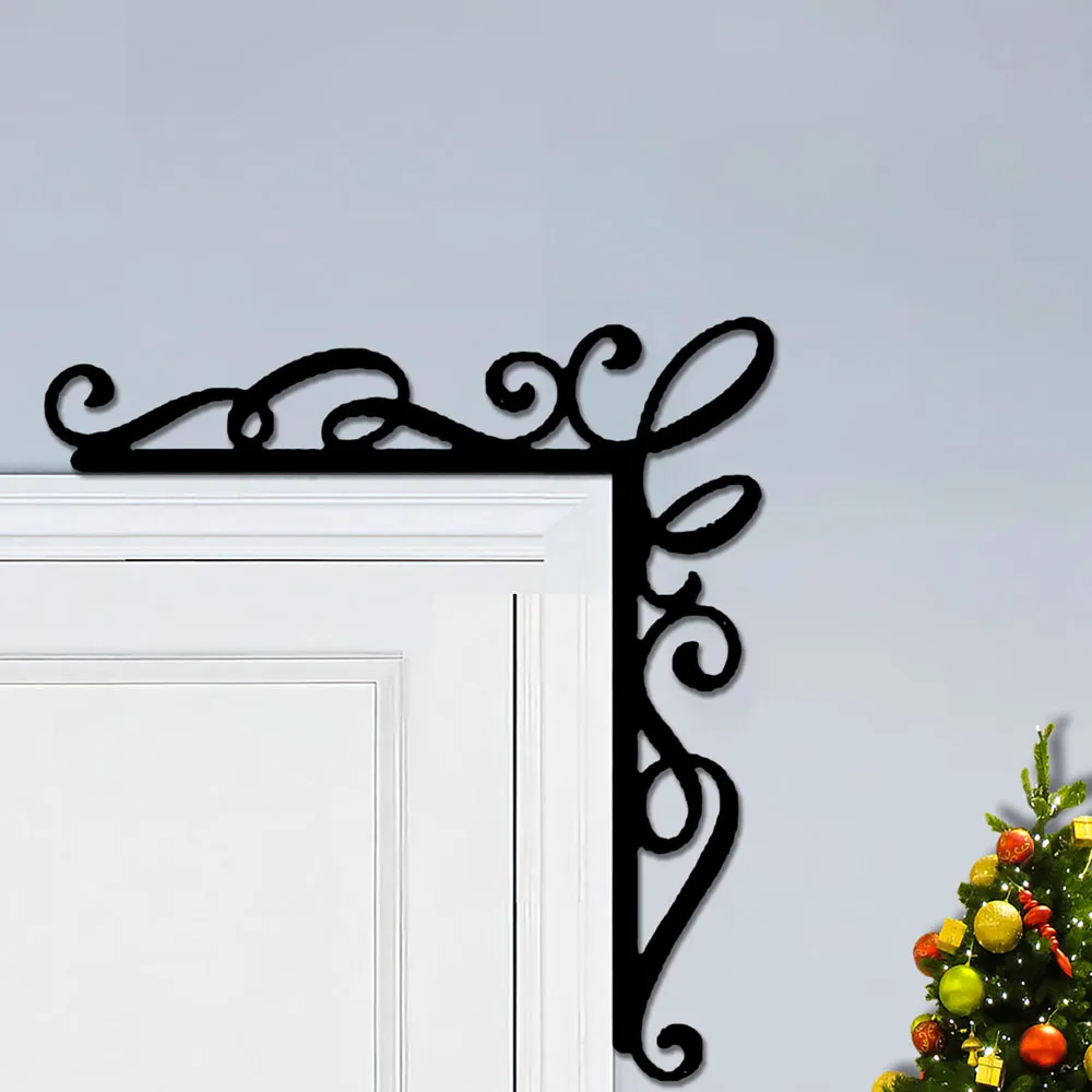 

Metal Wall Art Decor Plants Door Hanging Frame Corner Iron Leaves Sculpture Christmas Home Artwork Decoration Door Frame Sign