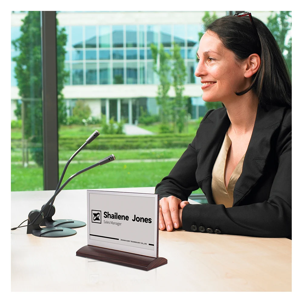 Electronic Digital Sign Table Toppers Desk Name Plate Intelligent Conference Electronic Table Name Card for Meeting