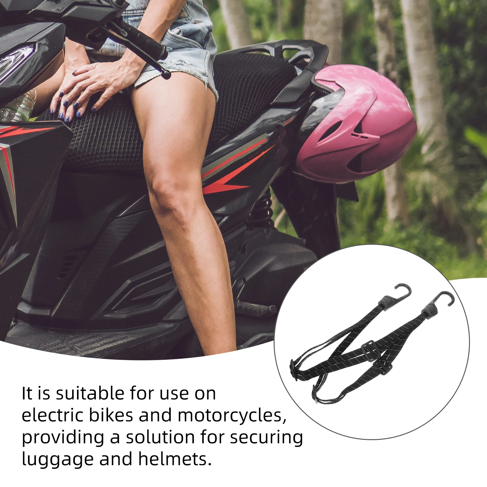 

Rope Elastic Bike Strapping Motorcycle Bungee Cord Luggage Tie Down Reflective Secure Adjustable Bike
