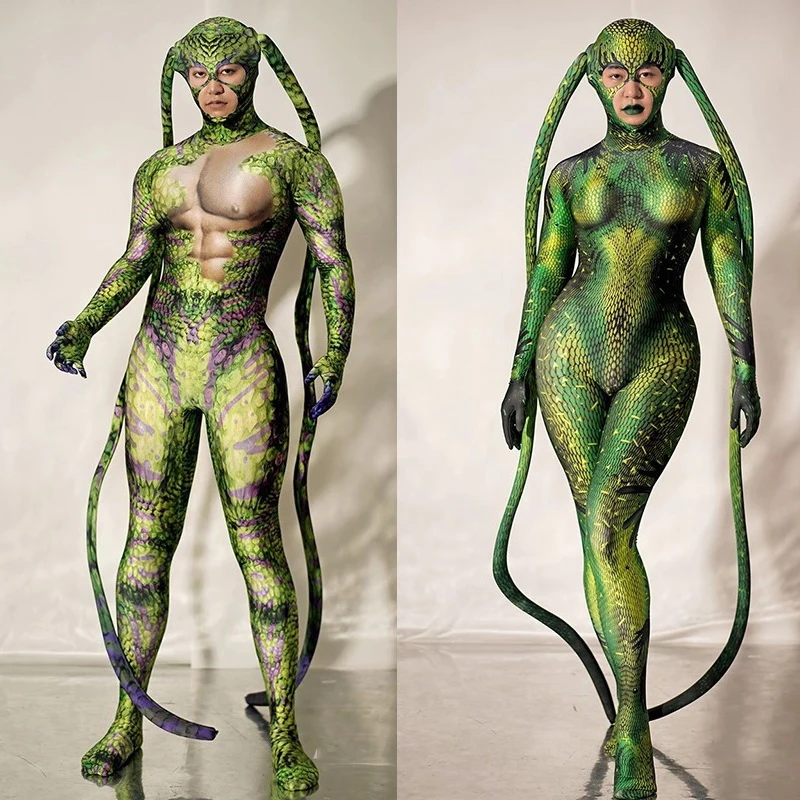 

Bar Green Fly Jumpsuit Sexy Mesh See Through Rhinestones Women Men Jazz Dance Stage Halloween Cosplay Festival Costumes DN20652