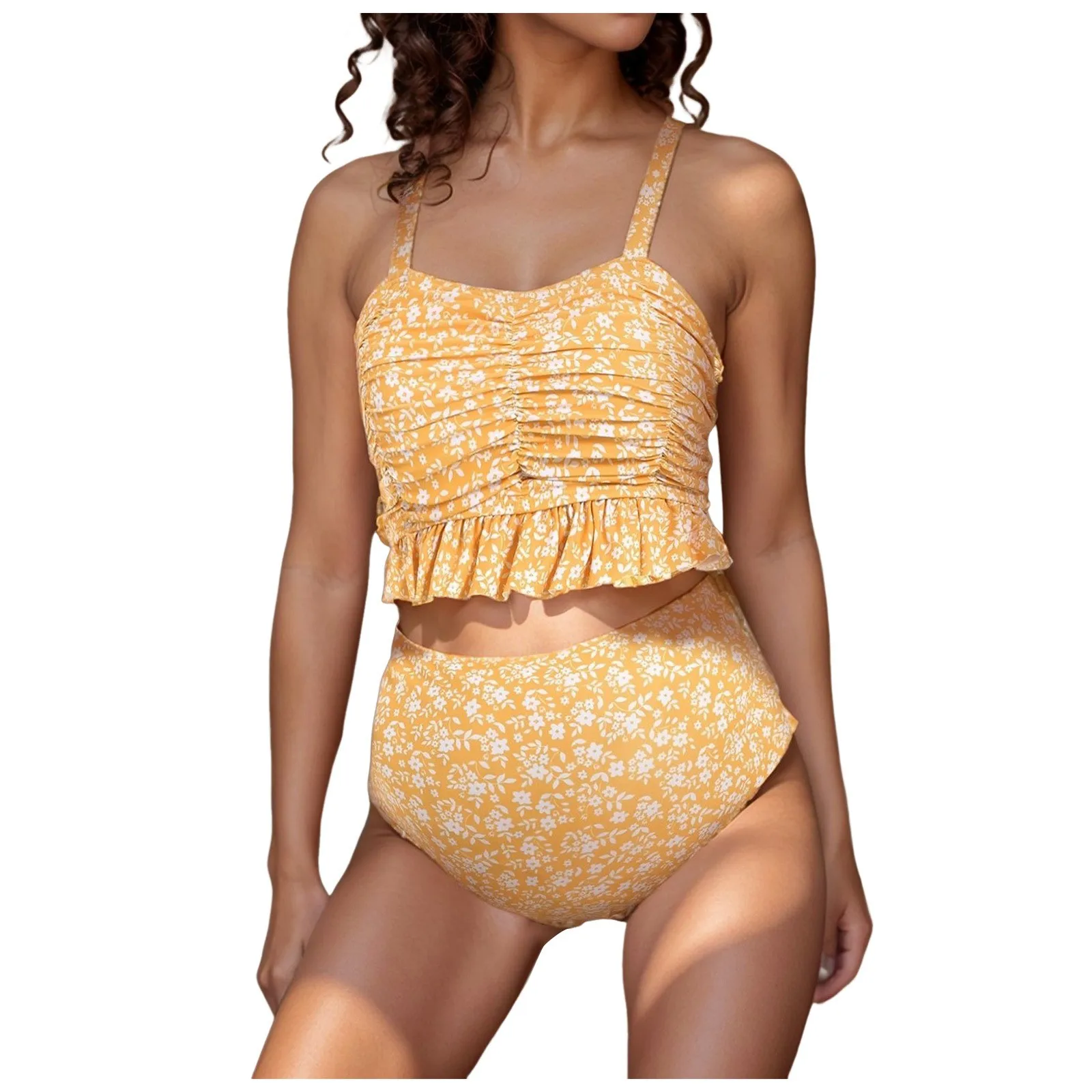 

Maternity Bathing Suits Women's 2 Piece Swimsuit Ruffle Ruched Bikini Tops High Waisted Bikini Sets Summer Swimwear Beachwear