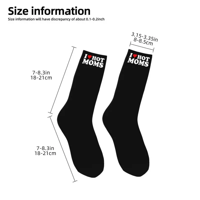 Kawaii Printing I Love Hot Moms Socks for Men Women Stretch Summer autunno inverno Crew Socks