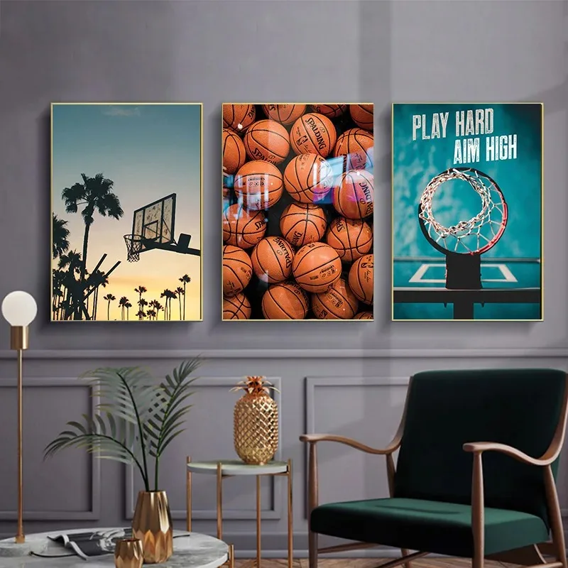 1pc frameless Canvas Painting Sports Events Basketball Hoop Shoot Poster Print Wall Art Pictures Canvas Painting Living Room Bed