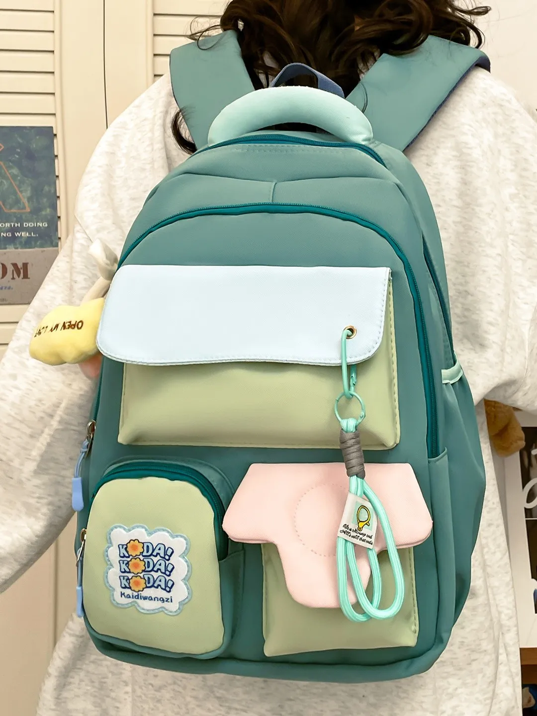 Grande capacidade Bapa para meninas Estudantes do ensino médio Coreano Sle Estudantes universitários Color Blo Bolsa escolar Material de nylon Un...