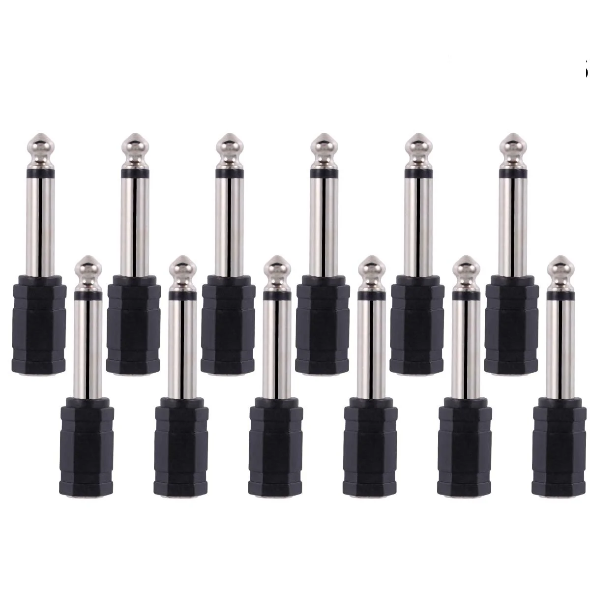 

12Pcs Audio Adapter 6.35mm to 3.5mm Mono Jack Converter for Mixer Amplifier Headphone Plug Connector Anti-Interference Audio