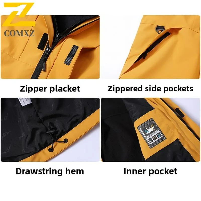 COMXZ Men Winter Jacket Heat-Retaining Warm Windproof Waterproof Hiking Puffer Jacket Skiing Functional Outdoor Down Jacket