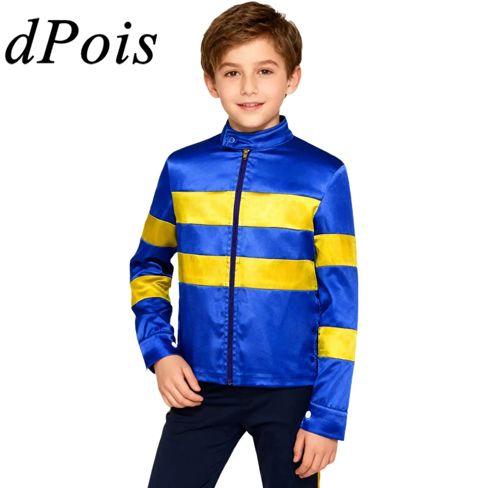 

Cosplay Jacket for Boy Horse Rider Costume Outfit Color Block Zip-Up Jackets Cosplay Costume Outfit Children's Coat Outerwear