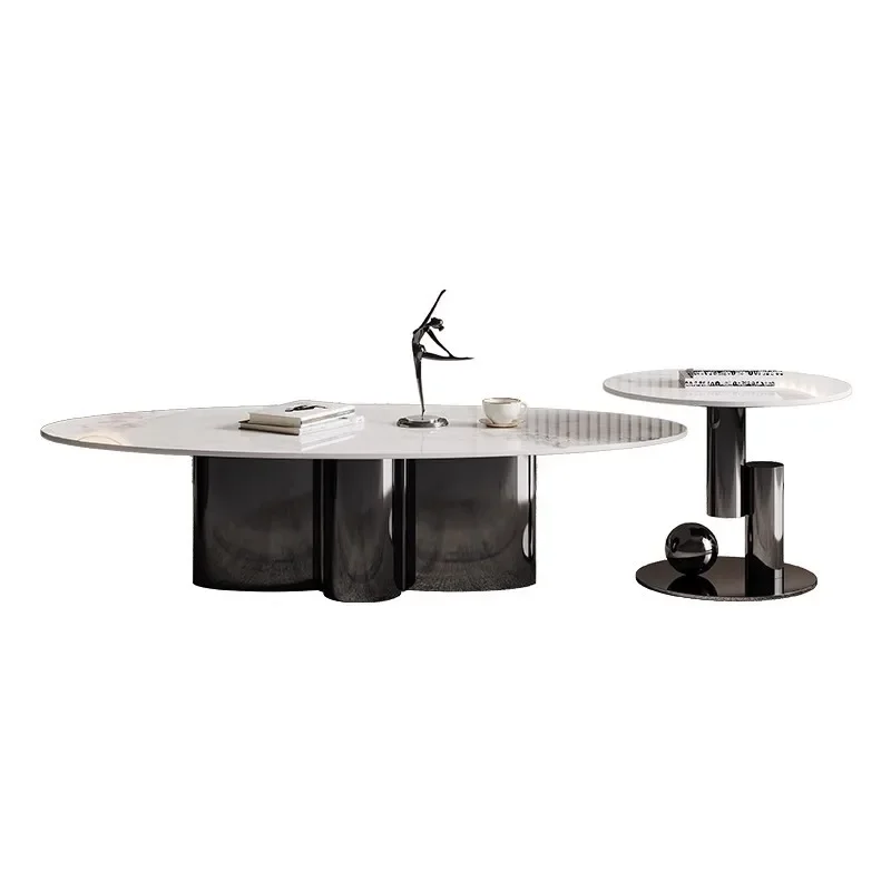 

ls 51 Italian minimalist coffee table light luxury high-end modern style living room household stainless steel rock plate coffee