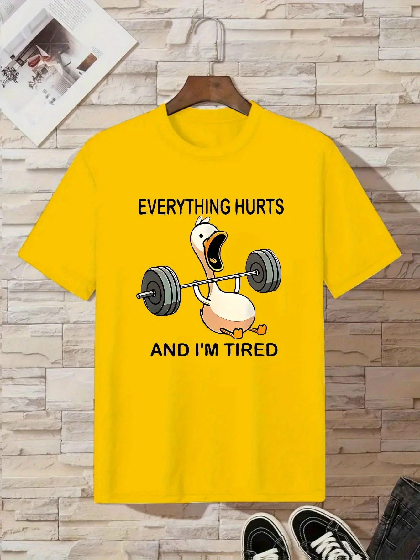

Fun Duck Fitness Cartoon Pattern Printed Summer Children's Top T-shirt Casual Round Neck Short Sleeve Children's Clothing