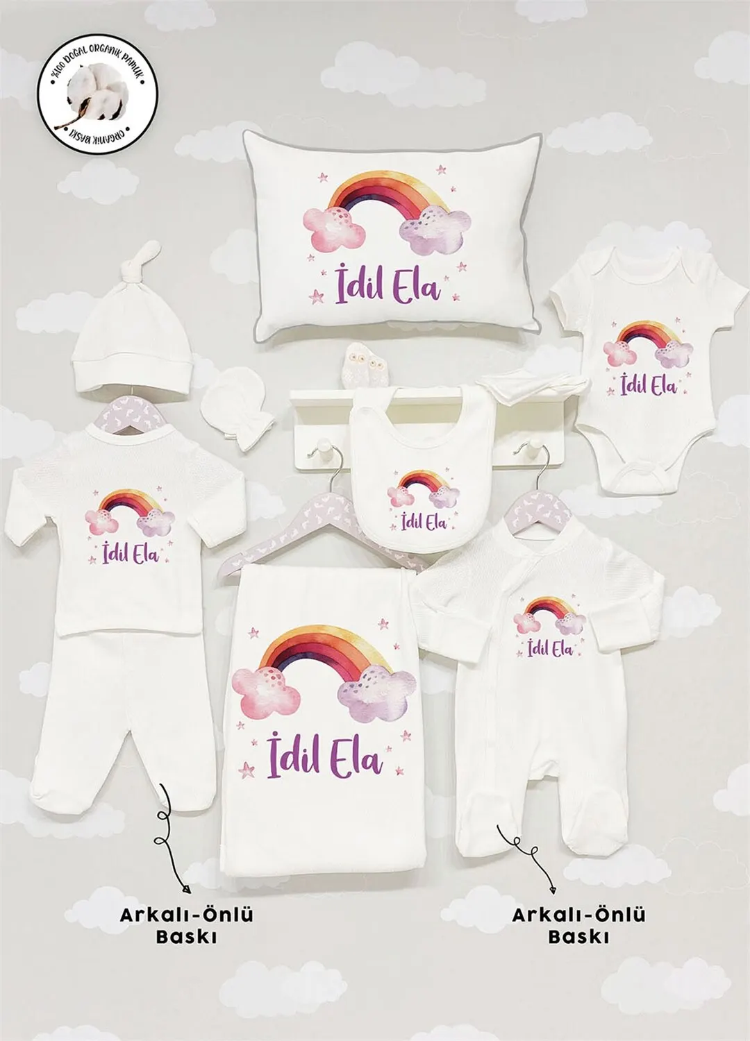 Personalized Organic Cotton Fabric Girl Boy Baby 10-Pcs Jumpsuit Set Custom Clothes Winter Spring