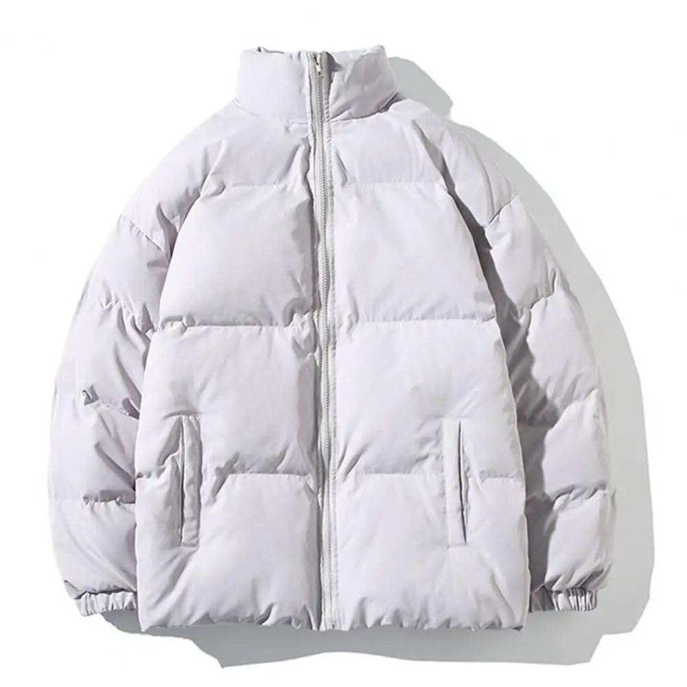 Solid Color Men Jacket Men Winter Jacket Men's Quilted Cotton Coat with Stand Collar Pockets Warm Winter for Men for Cold