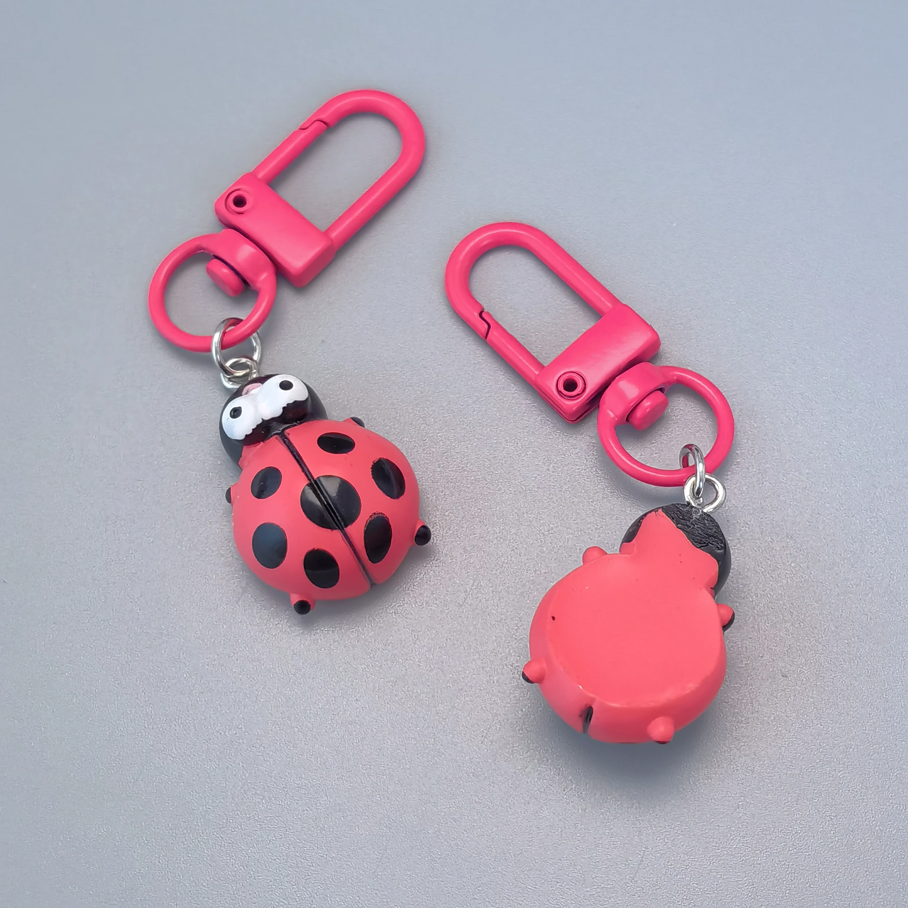 Resin Cartoon Ladybug Key Chains Funny Charms Glossy Flatback Animals Earrings Keyrings DIY Jewelry Making Accessories