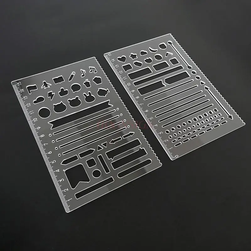 1pcs Drawing icons, elementary school students' handwritten newspapers, drawing lines, grid drawing, quick drawing ruler