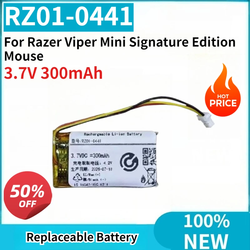 

Brand-New Replacement Battery RZ01-0441 3.7V 300mAh for Razer Viper Mini Signature Edition Mouse