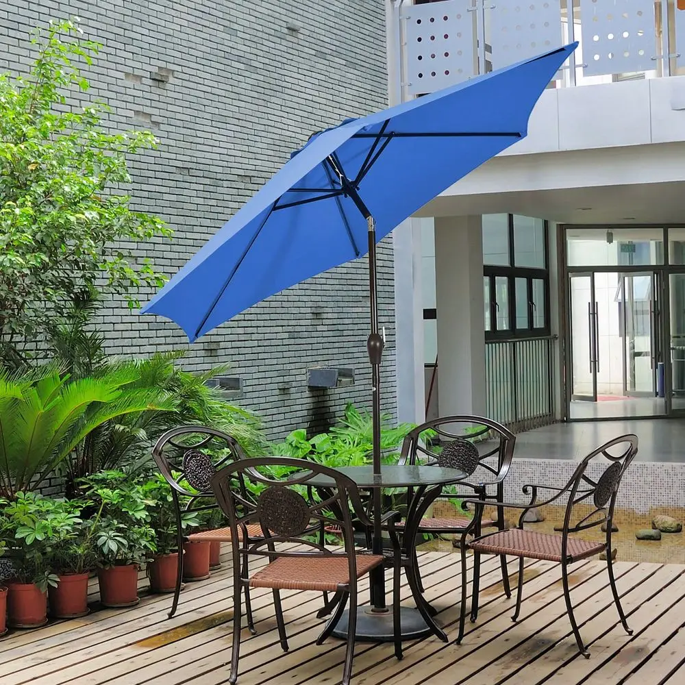 

9Ft Outdoor Market Patio Table Umbrella Push Button Tilt Crank Lift Burgundy Beige Tan Blue