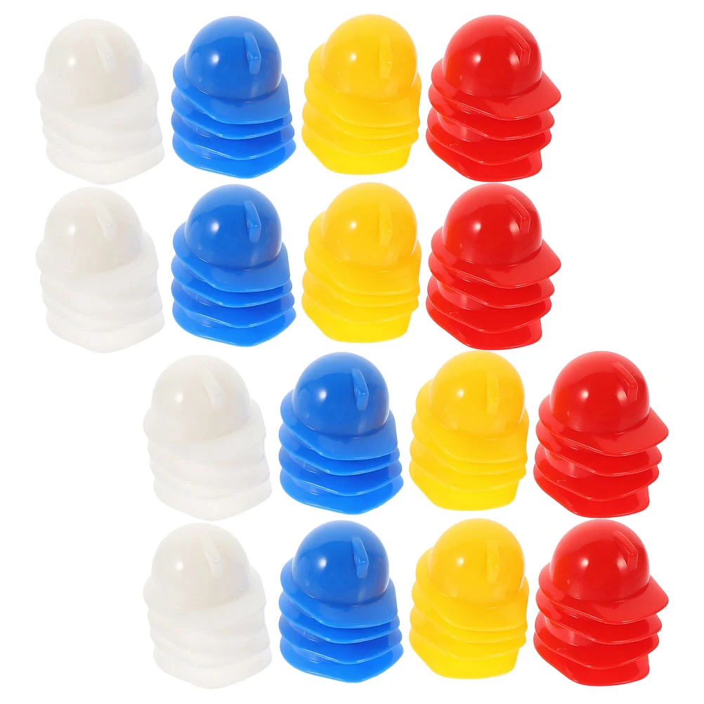 80 Pcs Miniature Construction Hat Safety Helmets Plastic Child Cap Creative Mini Pet Accessory Party Decor