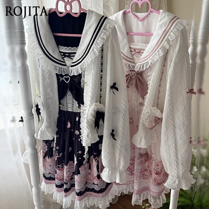 Abito a maniche lunghe OP con stampa dolce dessert Abito in stile giapponese prodotto in serie Donna Primavera Autunno Cardigan rosa 2025 Nuovo