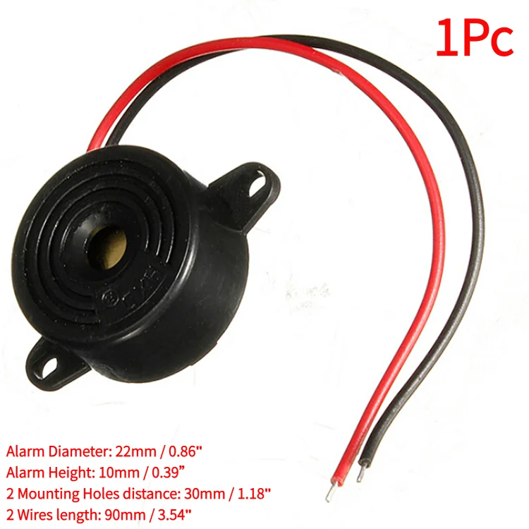 1Pc 6-15V Piezo Electronic Tone Buzzer Alarm Continuous Sound Mounting Hole.