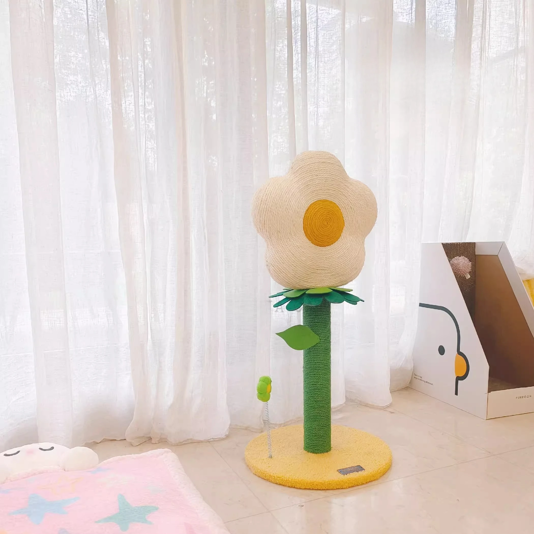 Send meow a small flower! Flower vertical sisal cat scratching board cat scratching column, grinding claws
