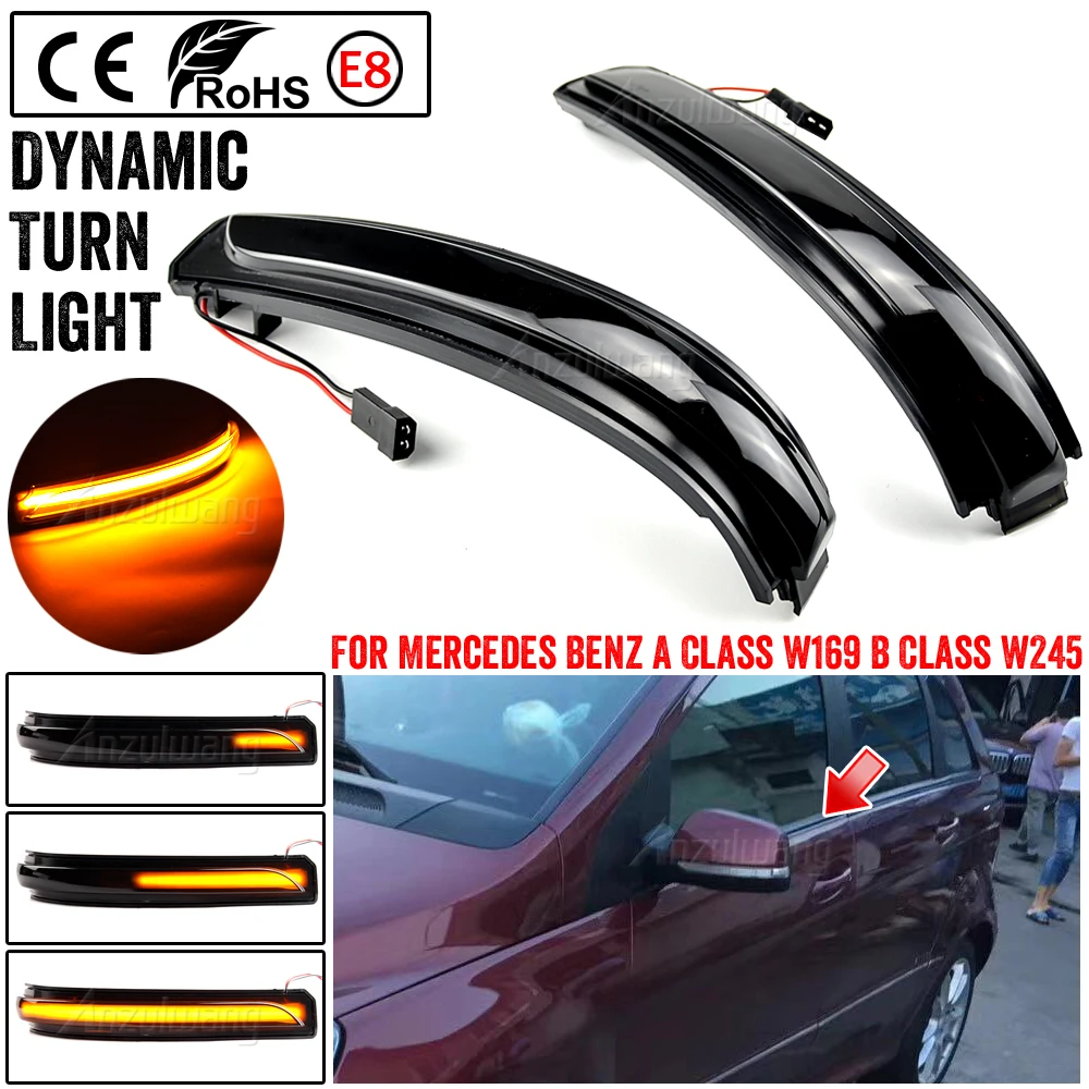 For Mercedes Benz A B Class W169 W245 2008-2012 Facelift Led Rear View Side Mirror Dynamic Turn Signal Lights Light Indicator