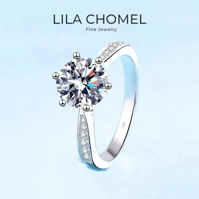 

Женское обручальное кольцо из белого золота 18 карат, 0,5/1/2 карата VVS1, цвет D, муассанит, бриллиант PT950, платина, подарок на день рождения для подруги