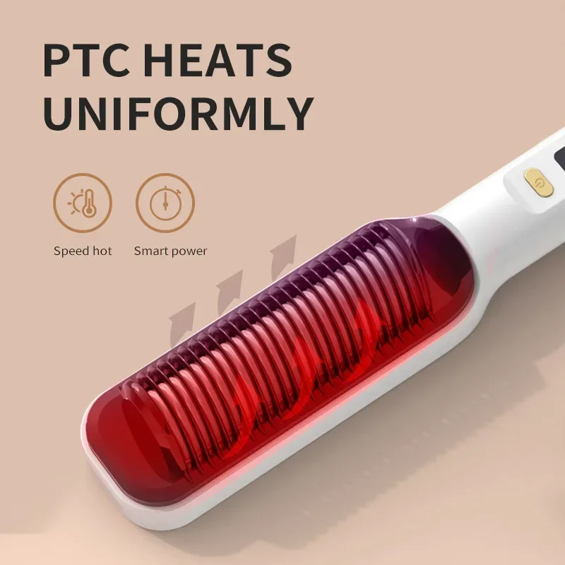 High quality   LCD Hair Straightener Comb Does Not Hurt Ha ir Straight Hair Curly Hai r Dual-purpose Lazy Styling Comb H air Str view 5